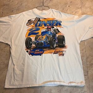 Vintage Al Unser Johnny Lightening M&O Knits Tshirt 3XL Racing Car White Mens